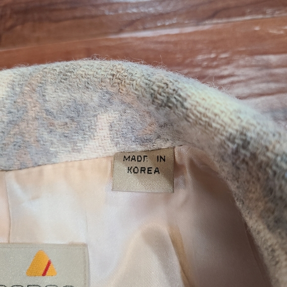 VTG 80 90s Gray Tapestry Damask Paisley Wool Single Button Satin Lined Blazer 10 - Picture 11 of 16